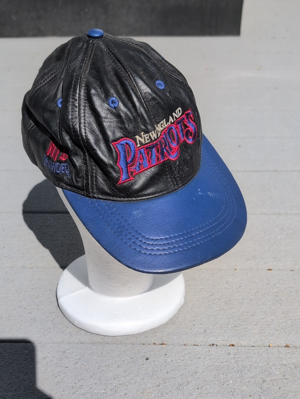 90's Vintage Modern NFL New England Patriots Leather Snapback Hat